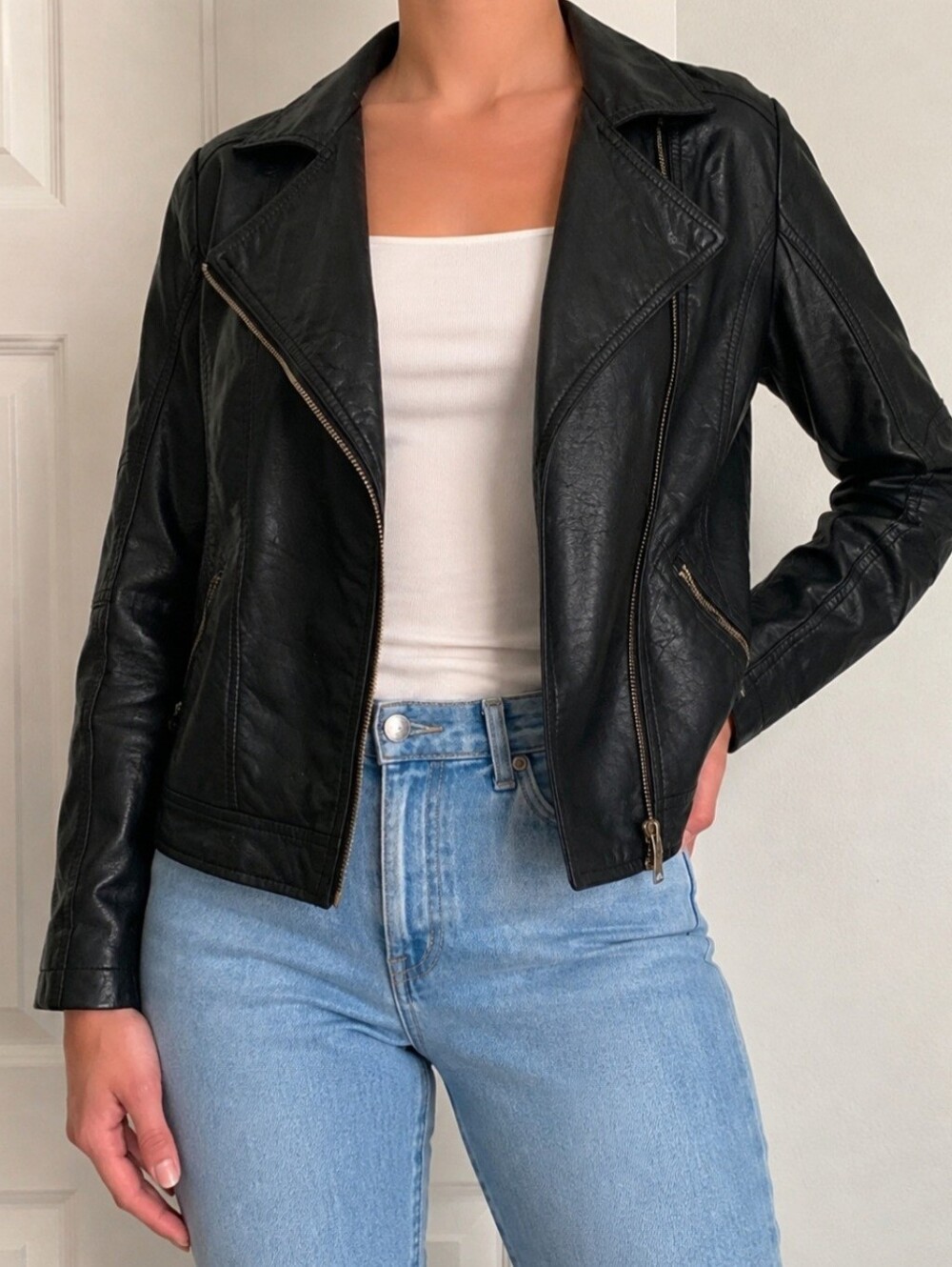 Cherokee Black Faux Leather Moto Jacket for Women